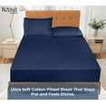 thumbnail image 5 of Royale Linens 100% Organic Cotton Fitted Sheet - Percale Weave - Super Soft Deep Pocket Bottom Sheets - Navy Elastic Sheet Twin Size - Twin Fitted Sheets Only - (39"x75"+15", Navy), 5 of 9