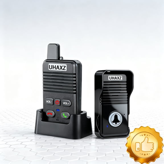 UHAXZ-Full Duplex Wireless Intercom Doorbell, 1000ft Long Range, Hands-Free Intercom Door Bell 2 Way Communication,Intercom for Home(Black1 Pack