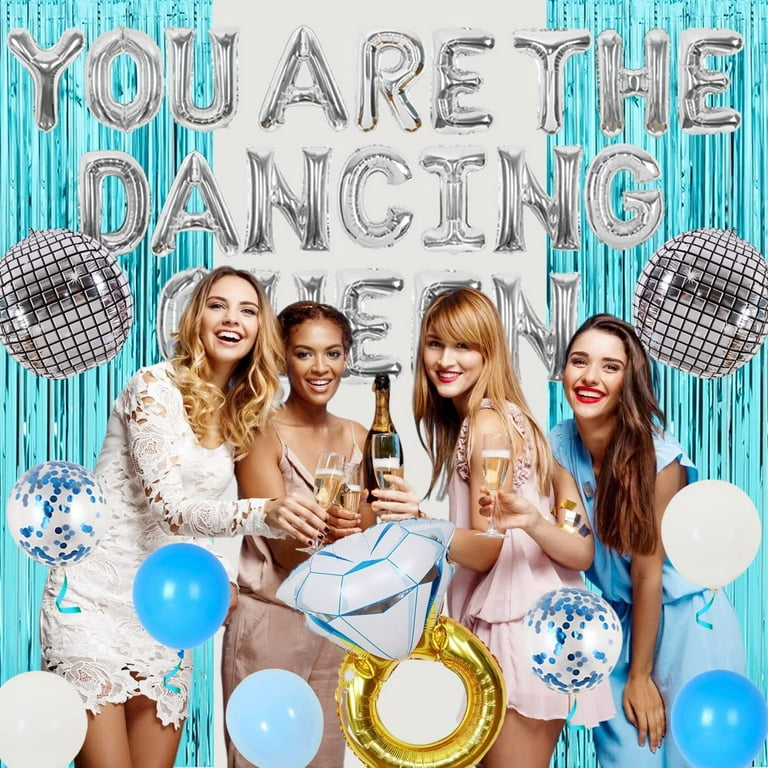 You are the Dancing Queen Decoration Dancing Queen Bachelorette Party  Decorations Mamma Mia Disco Party Decors with Dancing Queen Banner Blue  Rain Curtain for Bridal Shower Disco Bachelorette Party 