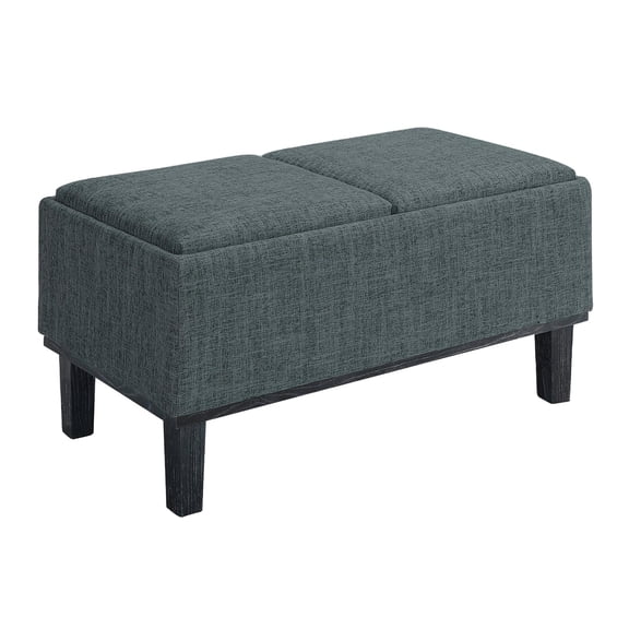 Pemberly Row Modern / Contemporary Ottoman in Gray Linen Fabric