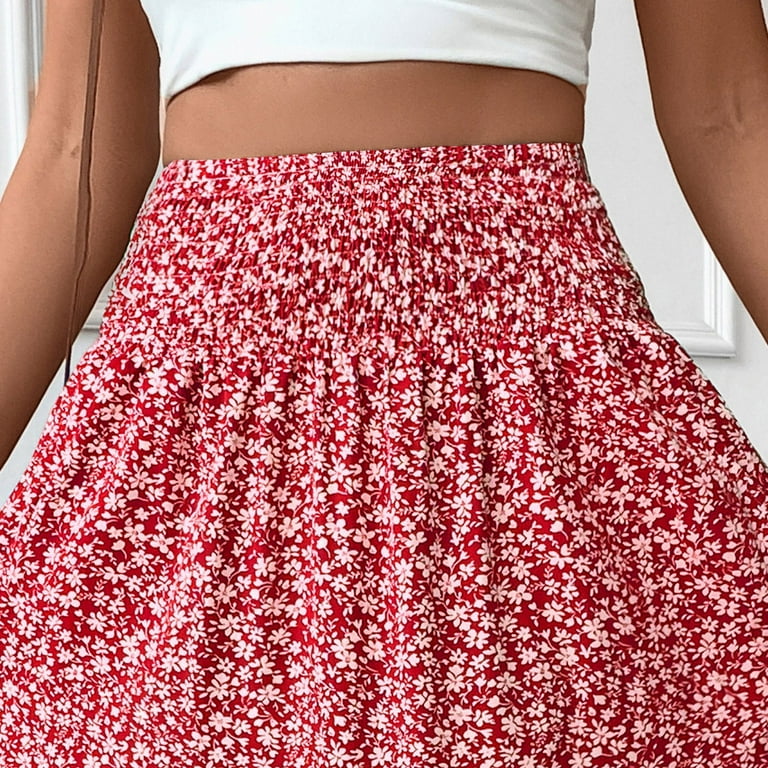GXIPO Womens Maxi Skirt 2025 Casual Flowy Elastic High Waist