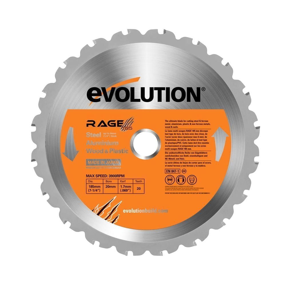 Power Tools RAGE BLADE 71/4" MultiPurpose Replacement Saw Blade