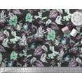 thumbnail image 3 of Soimoi Green Polyester Crepe Fabric Bird,Leaves & Orchids Flower Decor Fabric Printed BTY 52 Inch Wide, 3 of 3