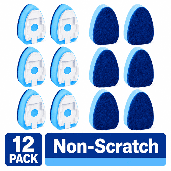 Non-Scratch Dish Wand Sponge Refills, Blue Click-On Replacement Pads for Nonstick Cookware, Sinks and Counters(12 Pack )