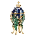 thumbnail image 2 of Huevo Fabergé, Caja de Baratijas de Metal de 2,6 x 5,7 Pulgadas, Huevos decorativos con Diseño de Vid de Coral para decoración de escritorio del Hogar, 2 of 7