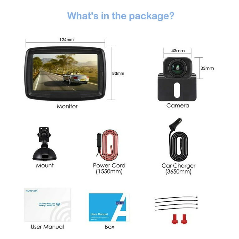 Auto-Vox Wireless Digital Backup Camera System, Trucks Digital Rear View  Camera & 4.3 Monitor, Reversing Camera for Cars Under 33FT