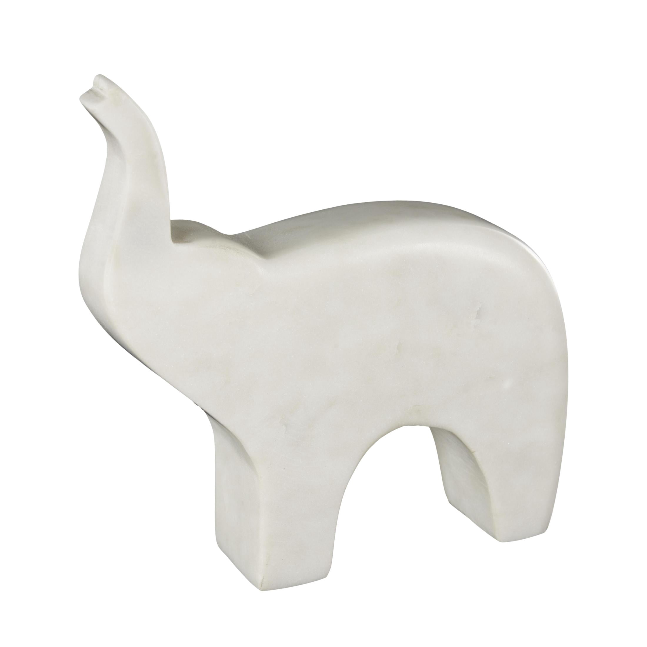 3",6",3"H Cream Marble Small Abstract Rounded Safari Animals Sculpture, by DecMode (3 Count)
