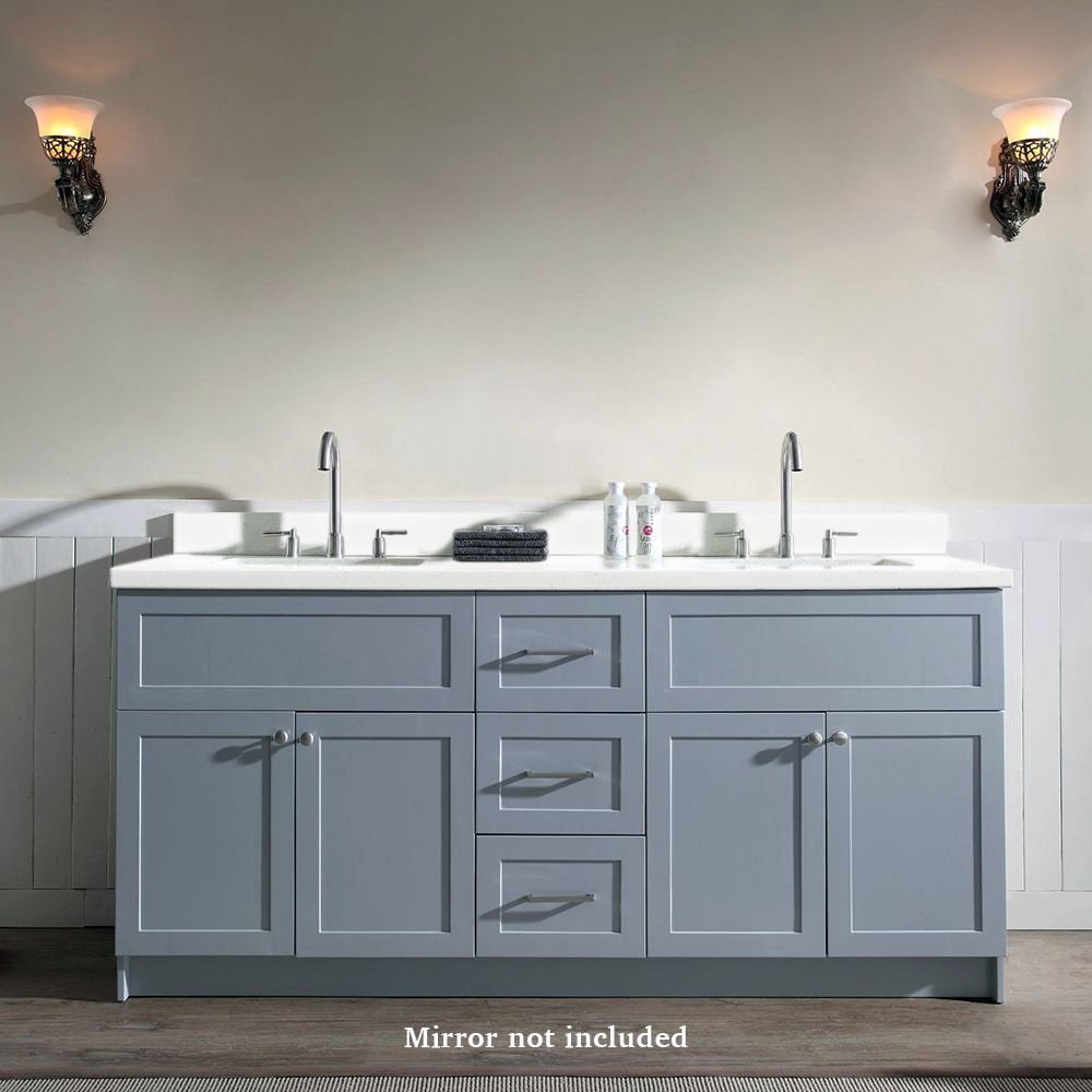 ARIEL Hamlet 73 in. Bath Vanity in Black with Quartz Vanity Top in White with White Basins