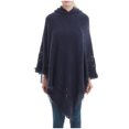 thumbnail image 4 of HBYJLZYG Womens Hooded Shawl Wrap Cape, Crochet Versatile Tassel Irregular Hem Sweater Tops, 4 of 7