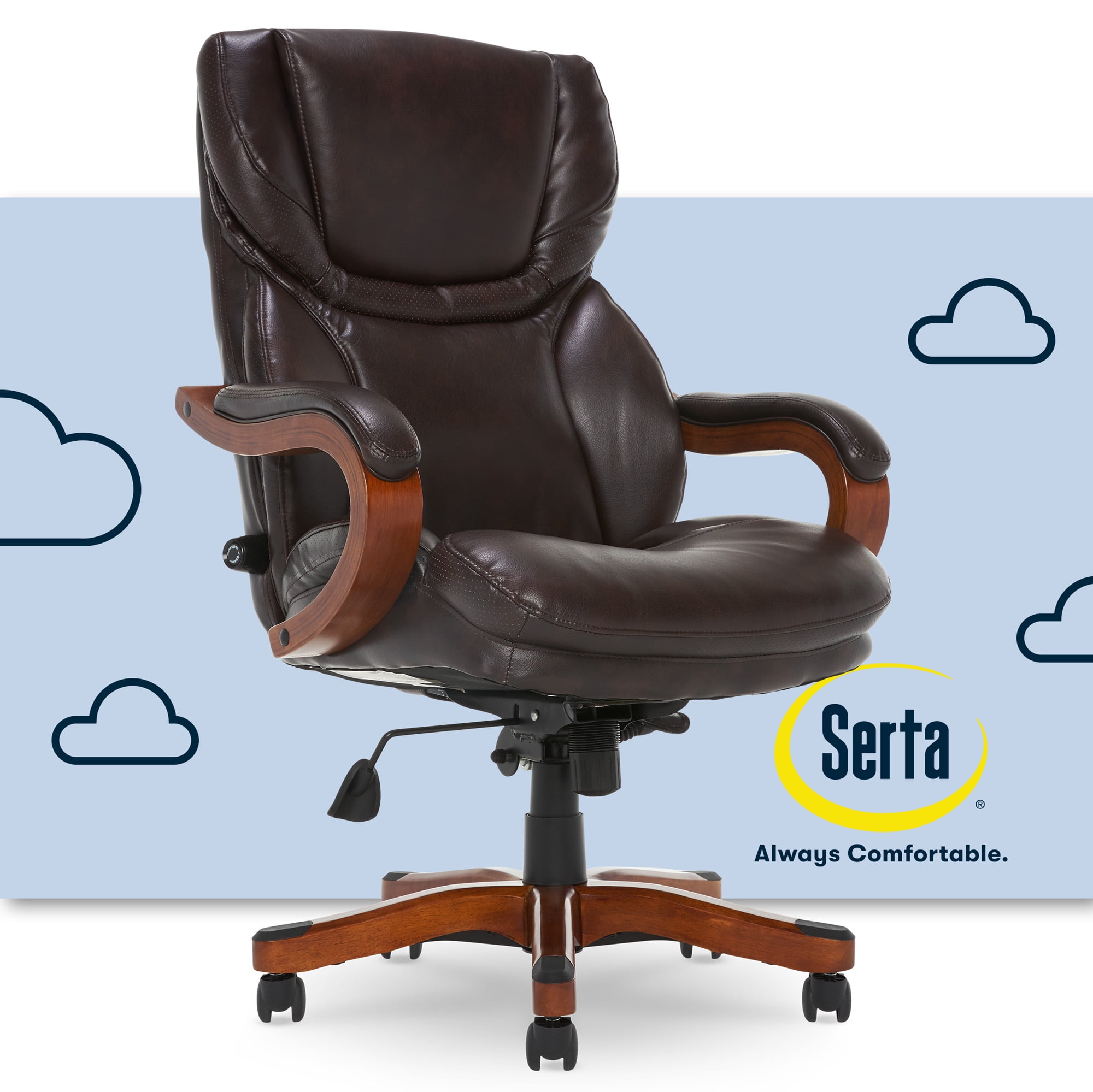 Serta Conway Big & Tall Bonded Leather HighBack Office Chair, 350 lb