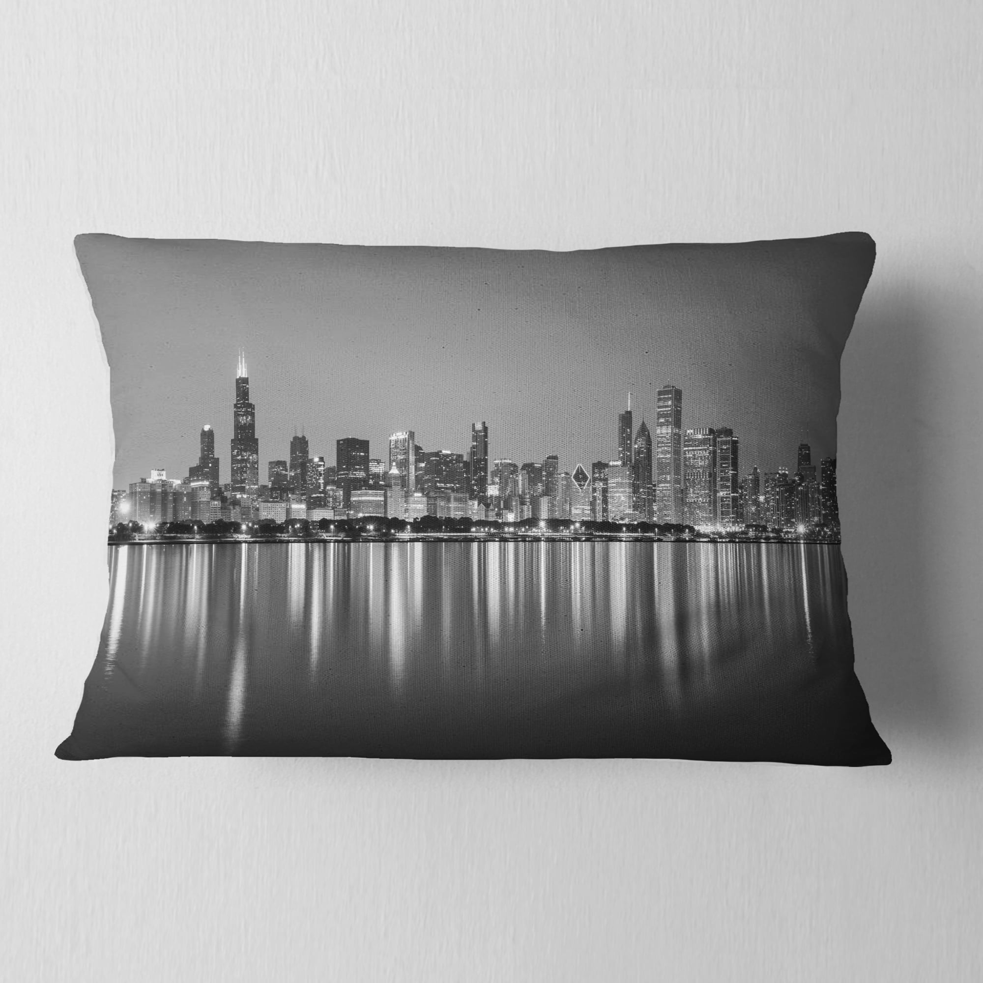 Designart 12" x 20" Blue Polyester Throw Pillow