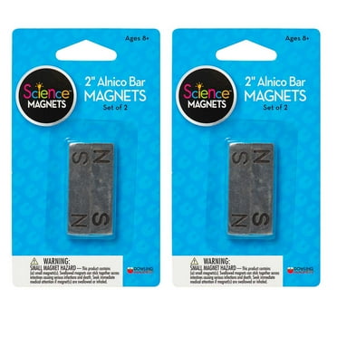 Dowling Magnets Alnico Bar Magnets, 2", N/S Stamped, Pack of 2, 2 Packs