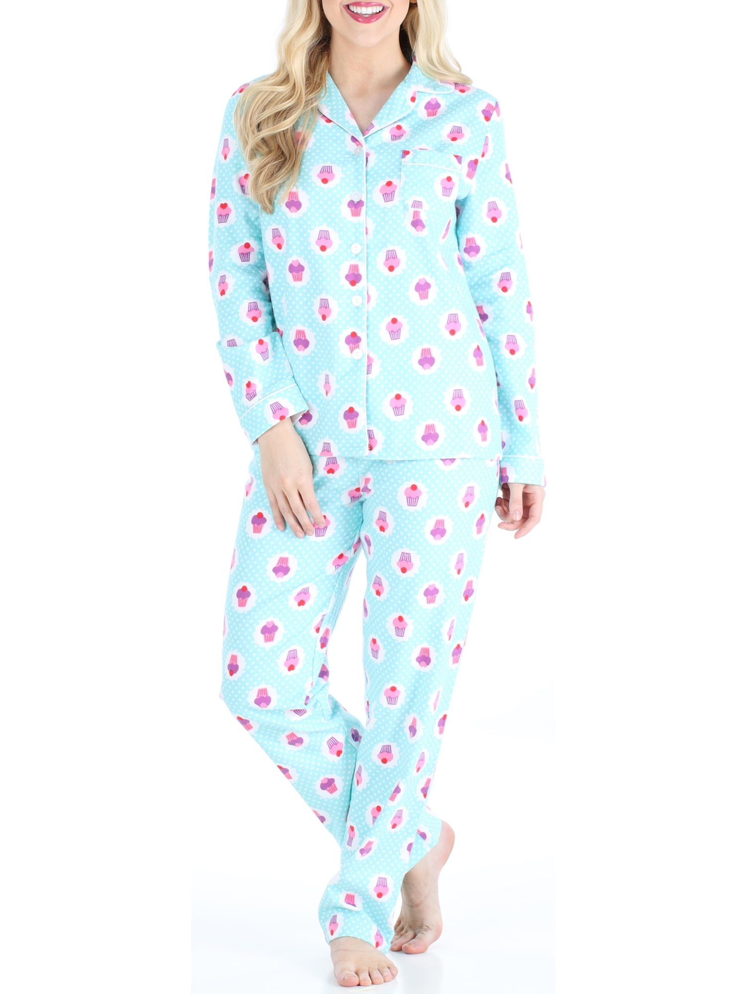 PajamaMania Women's Cotton Flannel Long Sleeve Pajamas - Walmart.com