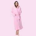 thumbnail image 4 of Womens Robes Plush Fleece Hooded Bathrobe Thick Nightgown with Pockets Sleepwear Robe Powder XL, 4 of 8