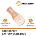 thumbnail image 3 of SELTERM 3/0 AWG 1/4" Ring Battery Cable End Terminal Lugs Bare Copper 10ea, 3 of 3