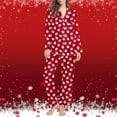 thumbnail image 4 of Lorytime Christmas Vacation Pjs Sets for Women Santa Claus Long Sleeved Collared Tops Elastic Waist Pants Festive Loungewear, 4 of 7