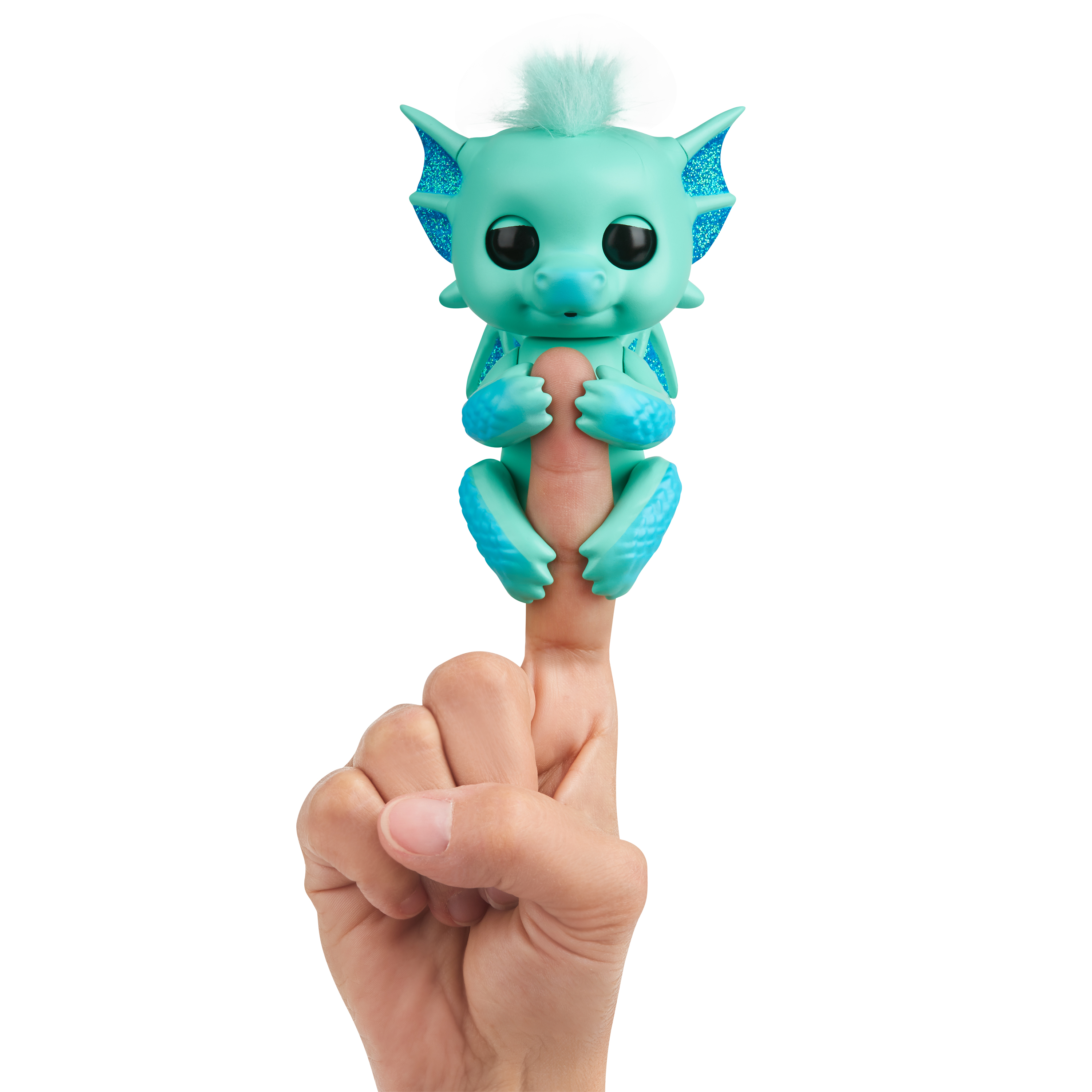Fingerlings - Glitter Dragon - Noa (Green with Blue) - Interactive Baby Collectible Pet - By WowWee - image 3 of 10