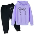 thumbnail image 3 of MEZZALL Bowknot Print Girls Child Outfits Comfortable Casual Two Piece Cartoon Playwear Long Sleeve Sweatshirt Tops Hoodie Trousers Pants Sets Lovely Clothing Sets, 3 of 3