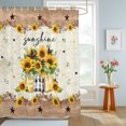 thumbnail image 4 of Sunflower Vintage Shower Curtains for Bathroom, Farmhouse Floral Botanical Brown Wooden Waterproof Fabric Shower Curtain, Decorative Bathroom Curtain for Bathtub, 72"x84" , No Hooks Included, 4 of 9
