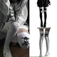 thumbnail image 2 of Womens Stretchable Over Knee Socks With Skull Print Soft Nylon Fabric Thigh High Stockings For Halloween Costume Parties, 2 of 9