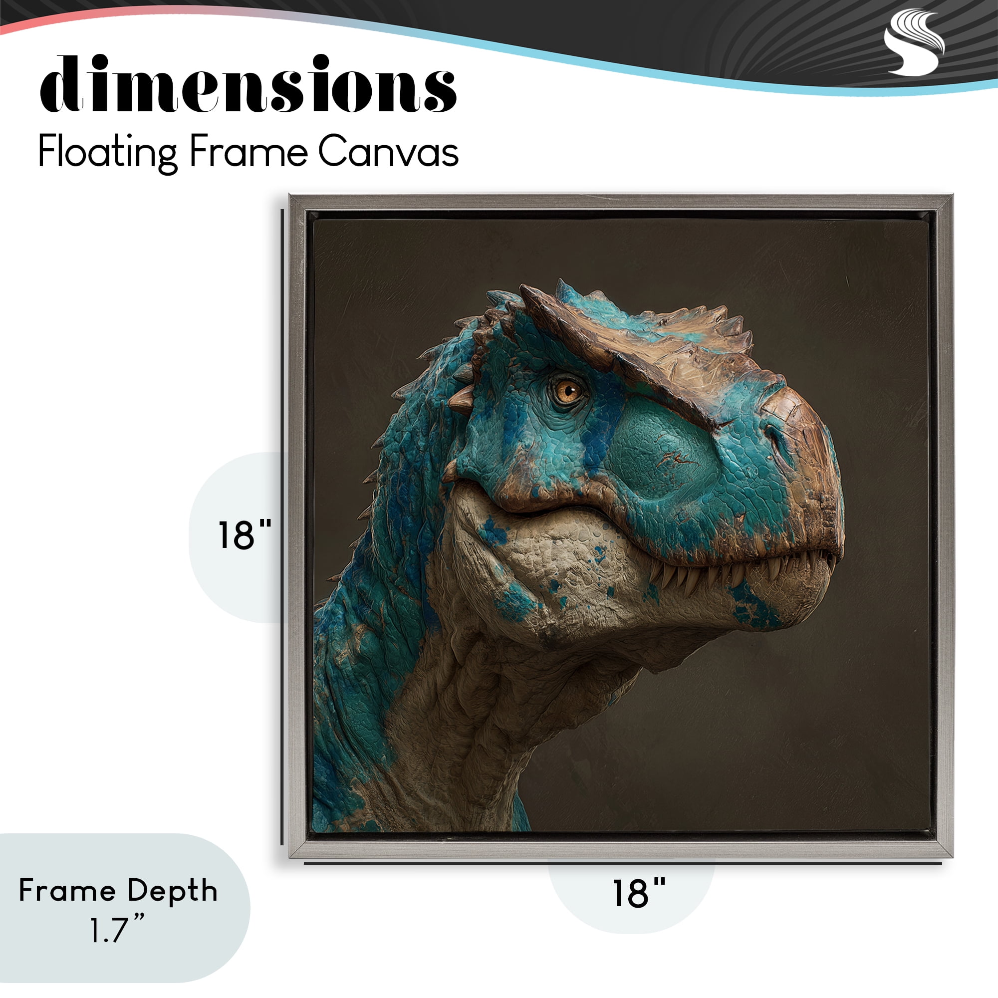 Stupell Industries Cerulean Scaled Dinosaur Detail Gray Framed Floater Canvas Wall Art, design by Wumples