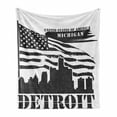 thumbnail image 1 of Detroit Soft Flannel Fleece Throw Blanket, Monochrome Grunge City Silhouette American Flag United States Michigan, Cozy Plush for Indoor and Outdoor Use, 60" x 80", Charcoal Grey White, by Ambesonne, 1 of 6