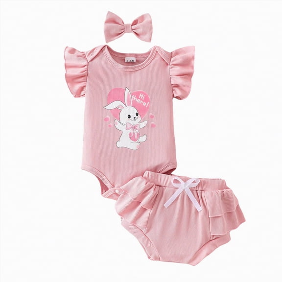 Kaprioy Baby Girl Clothes My First Mother's Day Outfits Besties Embroidery Romper Skirt Shorts Headband 3Pcs Set Girls Easter Outfits