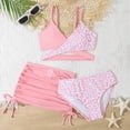 thumbnail image 2 of TOWED22 Girls Swimsuit 3PCS Bikini Sets,Adjustable Shoulder Strap Bathing Suits 5-14Y Girls' Swimwear with Cover Up Skirt Pink,11-12 Y, 2 of 6