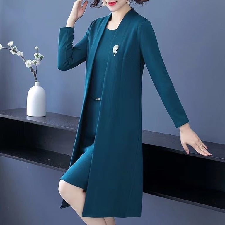 knee length dresses for ladies Coralie Dress Wrap Neck Midi Blazer Dress “ Black 8 / Black main image 1
