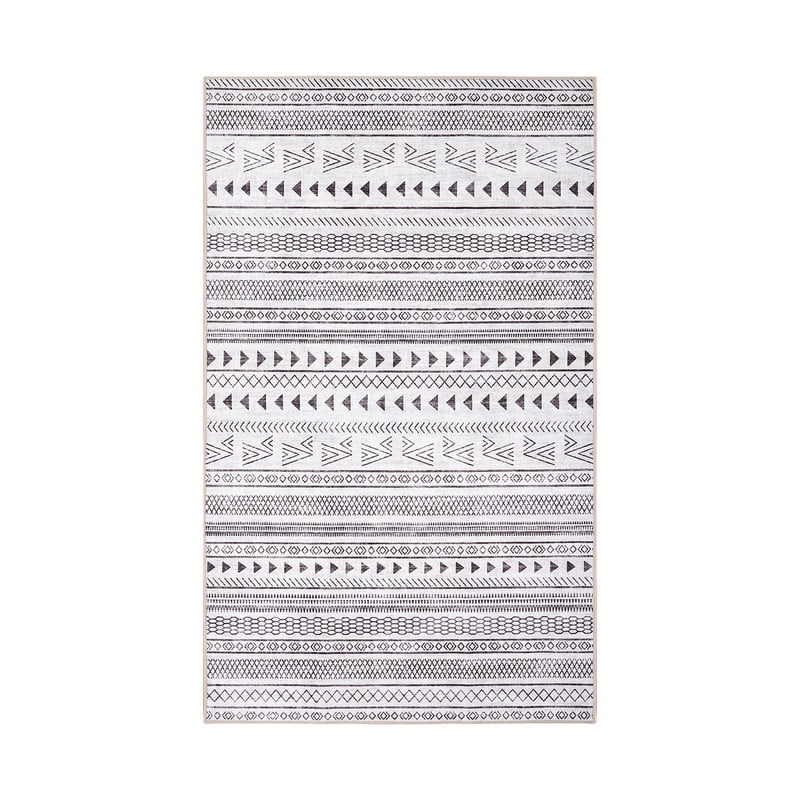 Gianna 3x5 FT Imitation Linen Area Rugs for Living Room, Machine Washable, Low Pile, Ruggable Non-Slip Rug for Bedroom, Dining Room, Geometric Lines