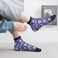thumbnail image 5 of Bingfone Skull Purple Flower Design Patterned Men's Women's Casual Cotton Socks, 5 of 5