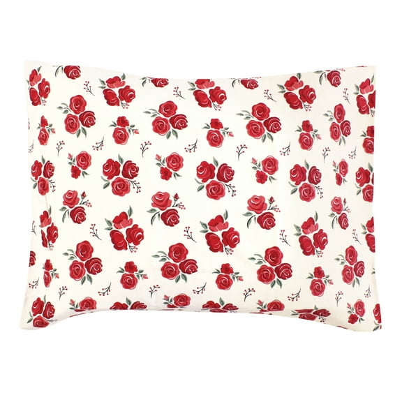 Hudson Baby Infant Girl Cotton Toddler Pillow Case, Red Rose, One Size