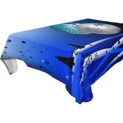 SKYSONIC 60"x108" Square Tablecloth with Christmas Snowflake Elements Prints, Anti-Wrinkle and Smooth Table Cloth for Kitchen/Home Party Decoration