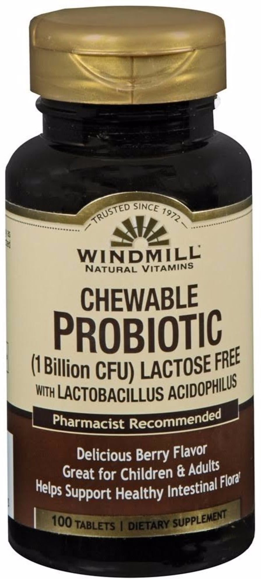 Windmill Chewables Probiotic Lactose Free Tablets, Berry 100 ea