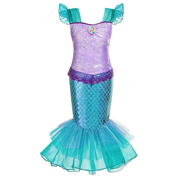 Girls Little Mermaid Ariel Princess Dress Cosplay Costume Children's Party Performance Clothes