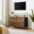 thumbnail image 5 of VECELO 5 Drawers Dresser Metal Frame and Wooden Top Floor Storage Cabinets for Living Room, Bedroom, Office, Brown, 5 of 11