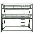 thumbnail image 5 of Metal Full XL over Twin XL over Queen Loft Bunk Bed with Long and Short Ladder, Multifunctional with Safety Guard Rails, Easy to Assemble/No Box Spring Required(Black), 5 of 8