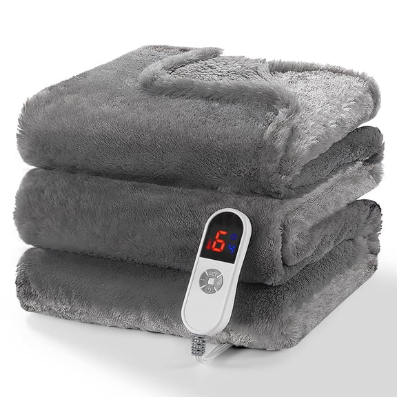 MaxKare 62"x 84" Electric Heated Blanket Twin Size with 10H Auto-off & 4 Heat Settings, Machine Washable-Light Blue