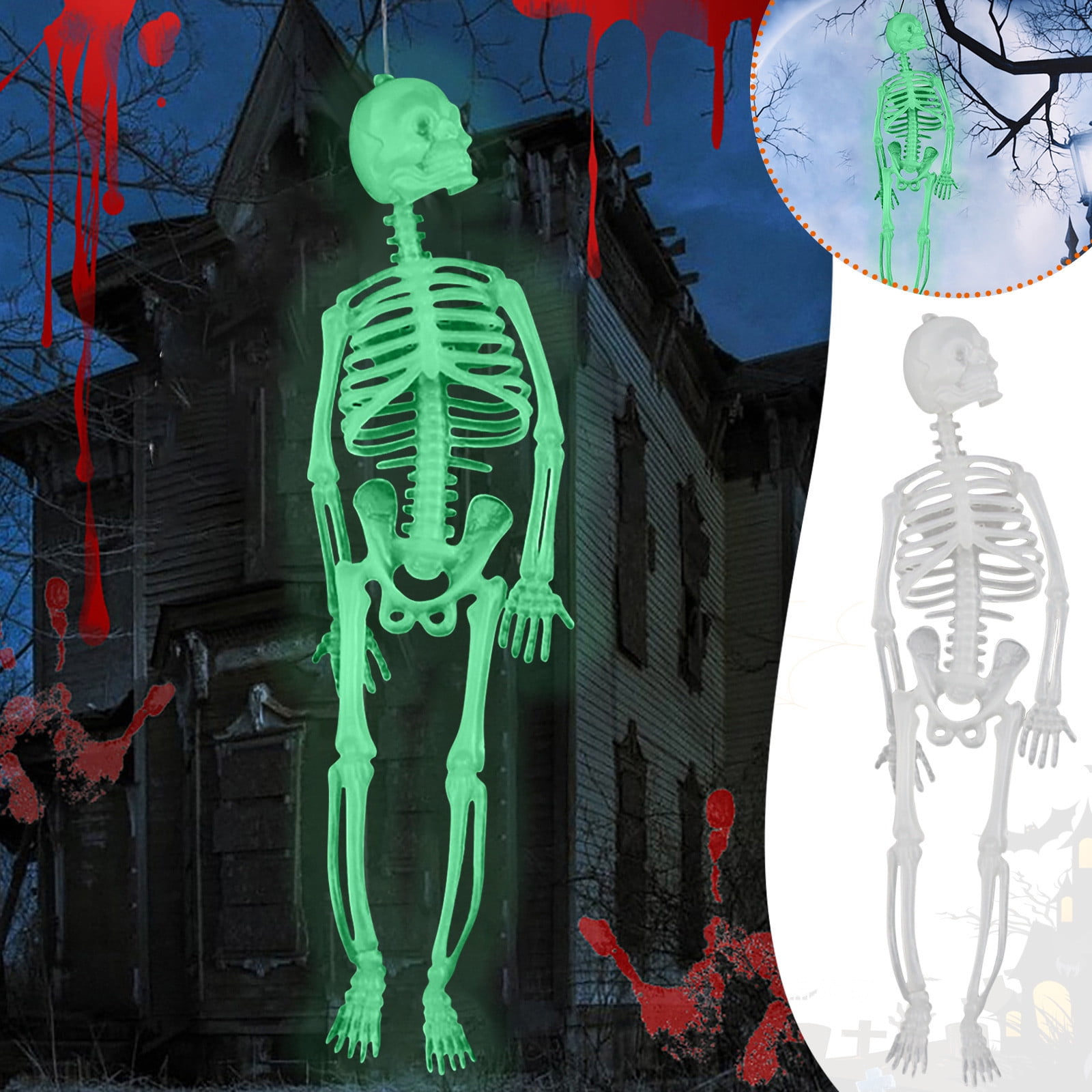 Popular Halloween Props Luminous Human Skeleton Hanging Decoration Outdoor Party 