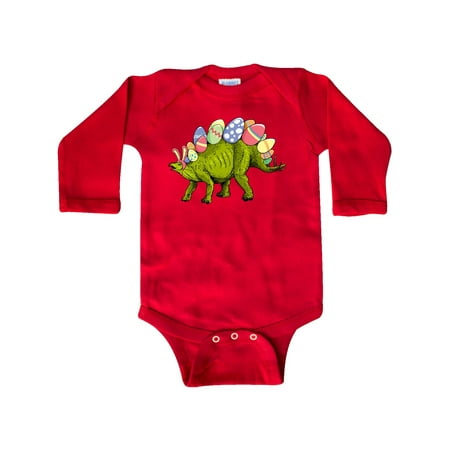 

Inktastic Easter Bunny Stegosaurus with Eggs and Pink Ears Gift Baby Boy or Baby Girl Long Sleeve Bodysuit