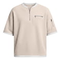thumbnail image 4 of Akiihool Oversized Tee Men Men's T Shirts Short Sleeve Casual V Neck T-Shirt Soft Notch Neck Tee Classic Plain Shirts(Khaki,XL), 4 of 4