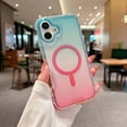 thumbnail image 4 of For iPhone 16 Plus Magnetic Clear Phone Case,Two-color Gradient Design,Compatible with Mag-Safe,3-in-1 Heavy Duty Shockproof Military Drop Protection Transparent Phone Case,Lightblue+Pink, 4 of 10