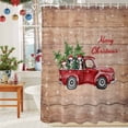 thumbnail image 6 of Merry Christmas Words on Farm Wood Shower Curtain for Bathroom, Xmas Tree Red Truck Waterproof Shower Curtains Washable Quick Dry with Hooks Bathtub Curtains 72x72IN, 6 of 9