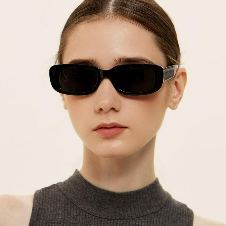 Kernelly Retro Rectangle Sunglasses Women and Men Vintage Small Square Sun Glasses UV Protection Glasse, Women's, Size: One size, Black