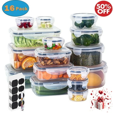 Werseon 34 Pcs Airtight Food Storage Containers with Lids, Plastic Leak-Proof Cereal Containers for Flour Sugar, BPA Free Stackable Meal Prep Containers with Labels & Marker Pen