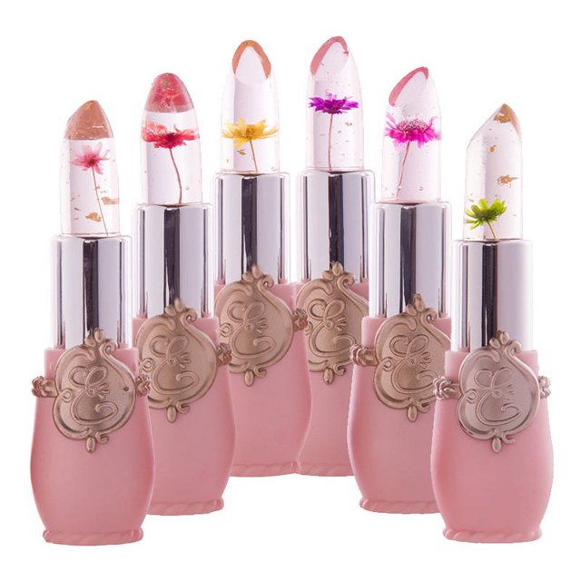Flores de gelatina transparente Flor seca Cambio de temperatura Brillo de labios