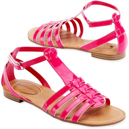 No Boundaries - Women's Patent Gladiator Sandals - Walmart.com