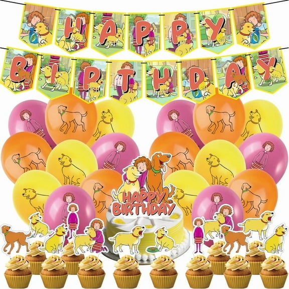 32 PCS Themed Birthday Party Decoration Set – Includes Banner, Cake Topper, 12 Cupcake Toppers, and 18 Balloons for Festive Occasions and Celebrations Party Supplies
