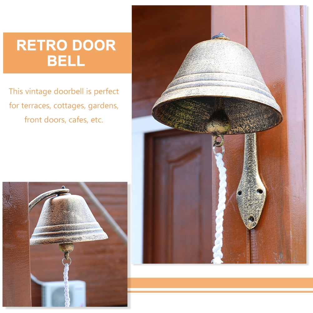 Pretyzoom Traditional Brown Retro Doorbell for Front Door Garden Cabin Wall Decoration