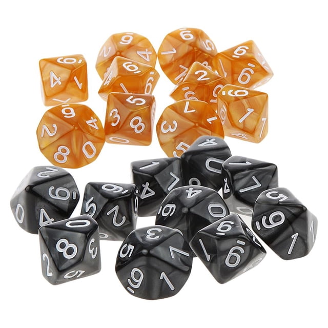Dados De Diez Caras De 20 Piezas D10 Die Para D&D RPG Party Game Toy Coffee & Black Sunnimix Dados de acrílico de diez caras